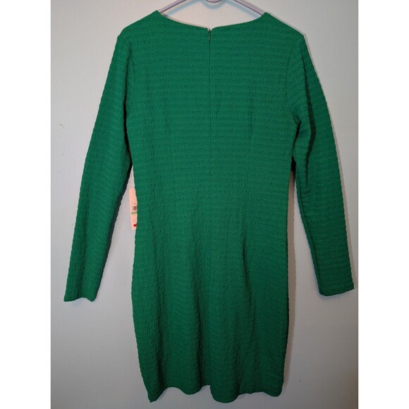 Siena Womens Textured Knit Bodycon Dress Long Sleeve V-Neck Size 8 Green NEW NWT - Picture 8 of 16